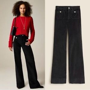 J Crew High Rise Wide Leg Neutral Black Velvet Whimsigoth Goth Pants 27 Womens